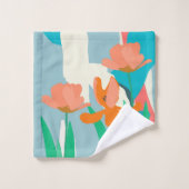 Apricot Tulips Kunstwerke Moderne Farbblöcke Badhandtuch Set (Waschlappen)