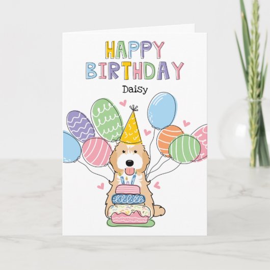 Apricot Tuxedo Cockapoo Cavapoo Dog Happy Birthday Karte (Vorderseite)