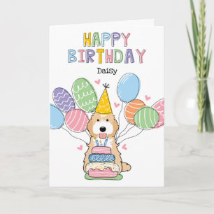 Apricot Tuxedo Cockapoo Cavapoo Dog Happy Birthday Karte