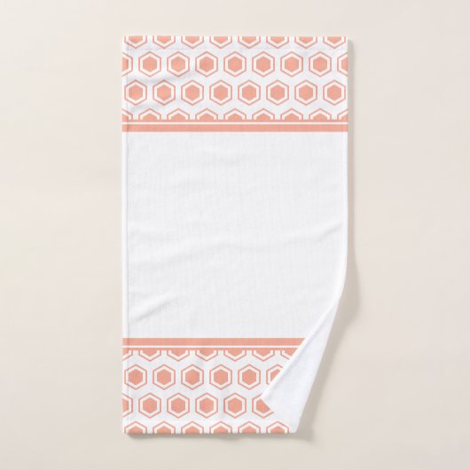 Apricot und White Hexagonal Muster Badhandtuch Set (Handtuch)