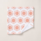 Apricot und White Hexagonal Muster Badhandtuch Set (Waschlappen)