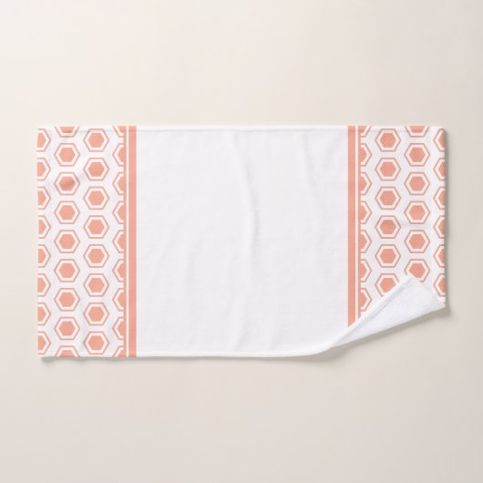 Apricot und White Hexagonal Muster Badhandtuch Set (Handtuch)