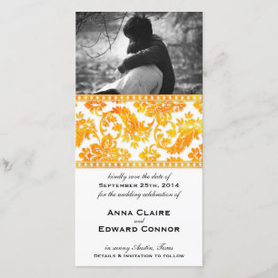 Apricot Vintag Damask Lace Save the Date