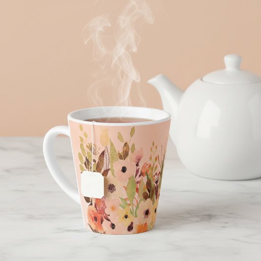 Apricot Watercolor Flower Garden Milchtasse