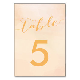 Apricot Watercolor Hochzeitskarte für Tischnummern