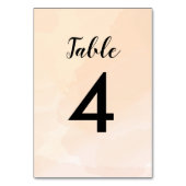 Apricot Watercolor Hochzeitskarte für Tischnummern (Rückseite)