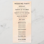 Apricot Watercolor Hochzeitsprogramm für Zeremonie Programm (Rückseite)