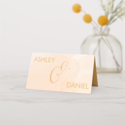 Apricot Watercolor Hochzeitsszeitsfeier Tischnumme Platzkarte (Rückseite)