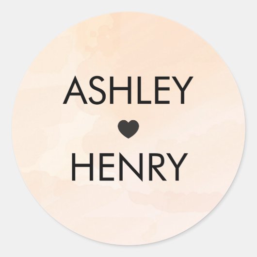 Apricot Watercolor Hochzeitsticker, Peach-Geschenk Runder Aufkleber (Vorderseite)