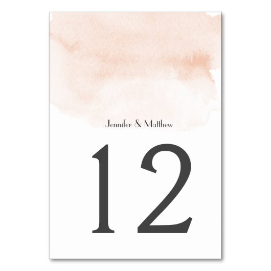 Apricot Watercolor Wash | Tischnummer (Vorderseite)