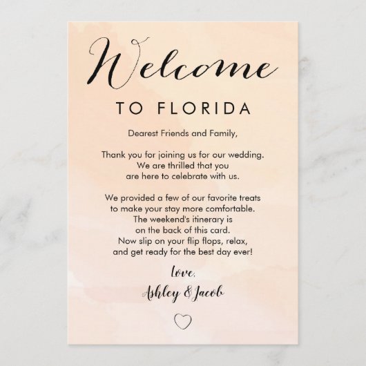 Apricot Wedding Willkommensbrief & Reisekarte Programm (Vorderseite)