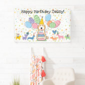 Apricot White Cockapoo Cavapoo Dog Birthday Party Banner (Insitu)