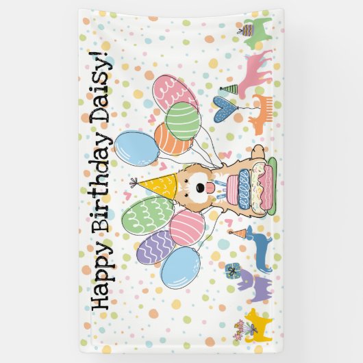 Apricot White Cockapoo Cavapoo Dog Birthday Party Banner (Vertikal)