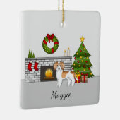 Apricot & White Mini Goldendoodle - Weihnachtssaal Keramikornament (Rechts)