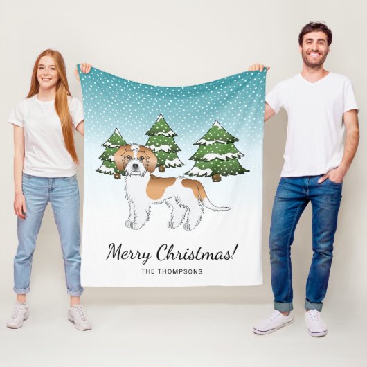Apricot & White Mini Goldendoodle Winterwald Fleecedecke (Beispiel)