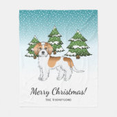 Apricot & White Mini Goldendoodle Winterwald Fleecedecke (Vorderseite)