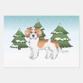 Apricot & White Mini Goldendoodle Winterwald Geschenkpapier Set (Vorderseite 2)