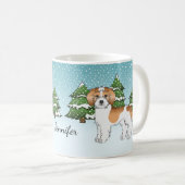 Apricot & White Mini Goldendoodle Winterwald Kaffeetasse (VorderseiteRechts)