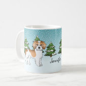 Apricot & White Mini Goldendoodle Winterwald Kaffeetasse (Vorderseite Links)