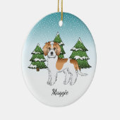Apricot & White Mini Goldendoodle Winterwald Keramik Ornament (Rechts)