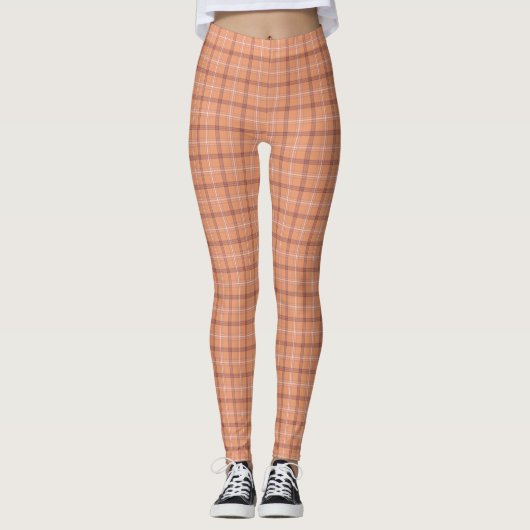 Apricot White Plaid Classic Pattern Bright Leggings (Vorderseite)