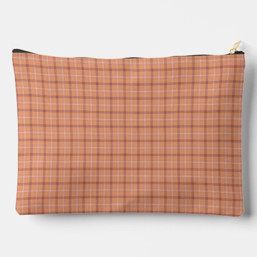 Apricot White Plaid Classic Pattern Retro Zubehörtasche (Rückseite)