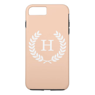 Apricot White Wheat Laurel Wreath Initial Monogram Case-Mate iPhone Hülle