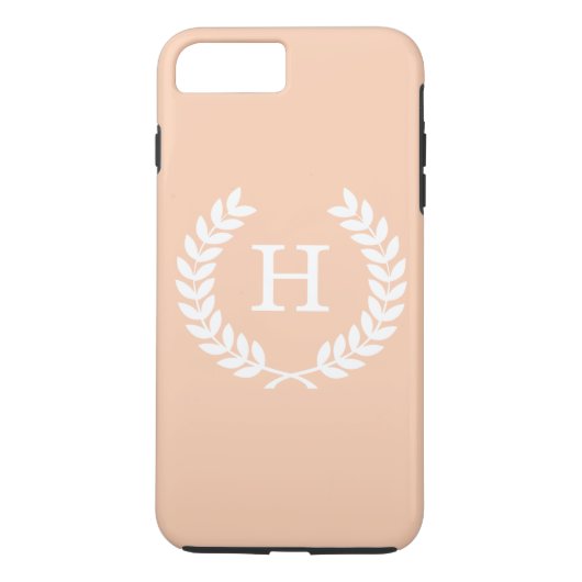 Apricot White Wheat Laurel Wreath Initial Monogram Case-Mate iPhone Hülle (Rückseite)