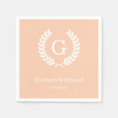 Apricot Wht Wheat Laurel Wreath Initial Monogram Serviette (Vorderseite)