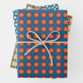 Apricot Yellow Aquamarines geometrisches Muster Geschenkpapier Set (Beispiel)