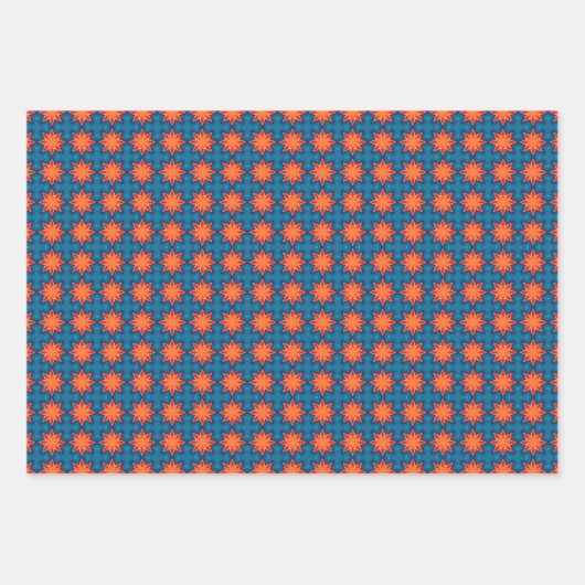 Apricot Yellow Aquamarines geometrisches Muster Geschenkpapier Set (Vorderseite)