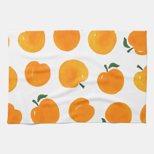 Apricots Aquarell Weißer Hintergrund Vintag Geschirrtuch (Horizontal)