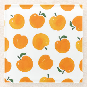 Apricots Aquarell Weißer Hintergrund Vintag Glasuntersetzer