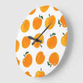 Apricots Aquarell Weißer Hintergrund Vintag Große Wanduhr (Winkel)