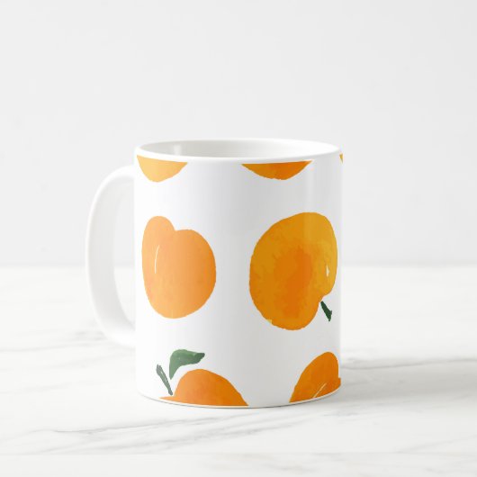 Apricots Aquarell Weißer Hintergrund Vintag Kaffeetasse (Vorderseite Links)