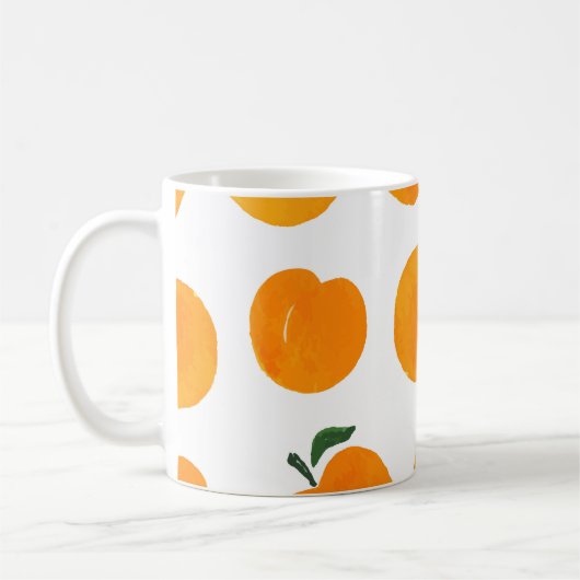 Apricots Aquarell Weißer Hintergrund Vintag Kaffeetasse (Links)