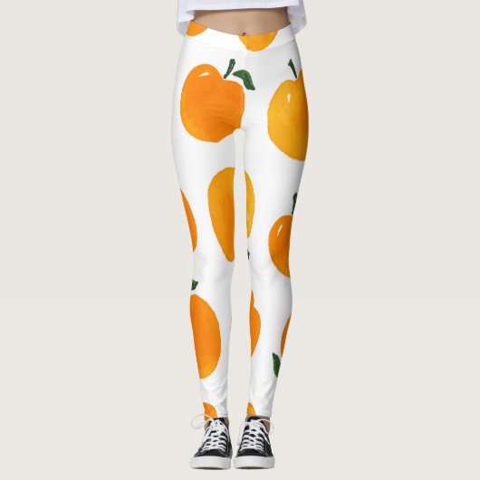 Apricots Aquarell Weißer Hintergrund Vintag Leggings (Vorderseite)