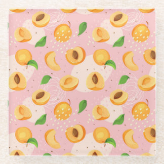 Aprikose, Blätter, nahtlose Vintage Textur. Glasuntersetzer