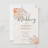 Aprikose Hochzeitsfeier Einladung (Vorderseite)