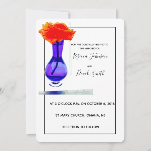 Aprikose Rose Liebe Moderne Hochzeitsreise Einladung (Vorderseite)