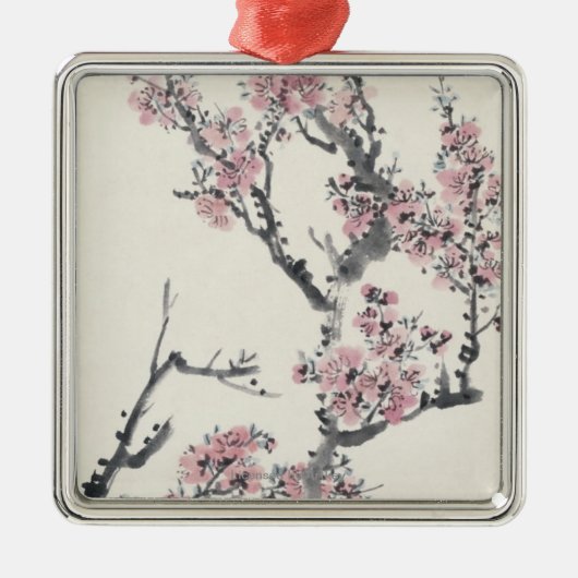 Aprikose Silbernes Ornament (Vorne)