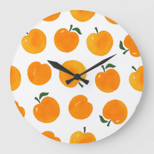 Aprikosen Aquarell Weiße Hintergrund Vintage Große Wanduhr