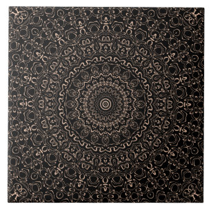 Aprikosen-Beige-Mandala mit eleganter Symmetrie Fliese