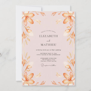 Aprikosen-Blüten-Hochzeit in Rosé Einladung