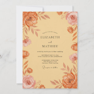 Aprikosen-Butter-Ranunculus-Eukalyptus-Hochzeit Einladung