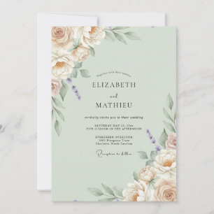Aprikosen Champagner Blütenblatt Hochzeit Einladung