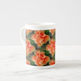 Aprikosen-Hibiskus-tropische Blume Porzellantasse