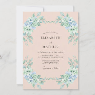 Aprikosen Immergrün Blütenblatt Hochzeit Einladung