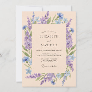 Aprikosen-Lilien-Wildblumen-Hochzeit Einladung