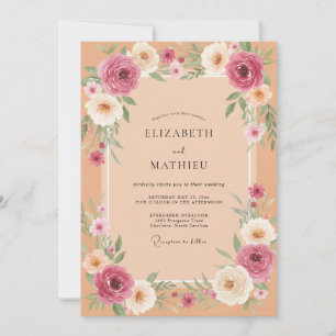 Aprikosen-Malven-Blüten-Hochzeit Einladung